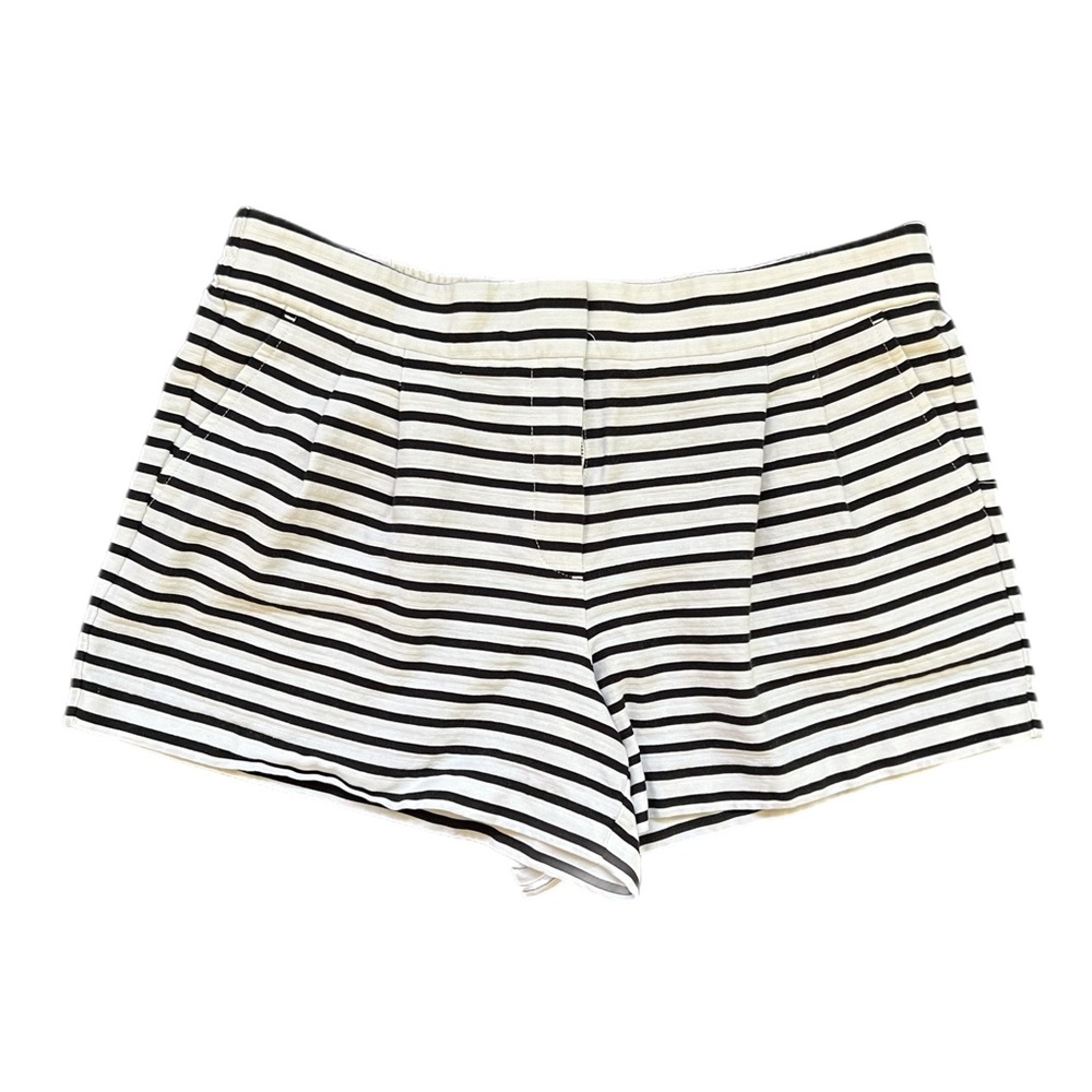 J. Crew Black and White Striped High Waist Shorts
